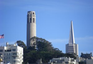 Coit Tower and Transamerica Pyramid - Photo by Wattewyl, CC BY 3.0 , via Wikimedia Commons