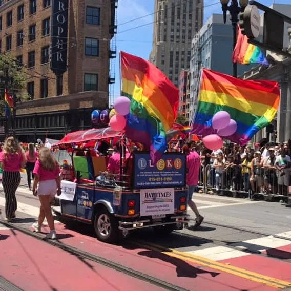 Lucky Tuk Tuk in Pride parade in San Francisco