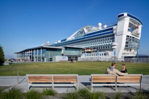 The James R. Herman Cruise Terminal at Pier 27 in San Francisco is a modern waterfront landmark known for its architectural beauty and panoramic bay views.