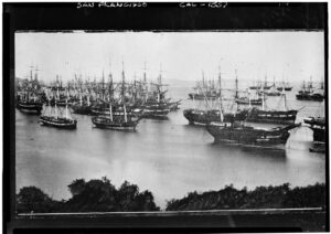 Ships abandoned in Yerba Buena Cove San Francisco-during the California gold rush 1849