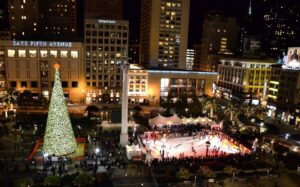 Union Square San Francisco Christmas Tree and Ice skating rink