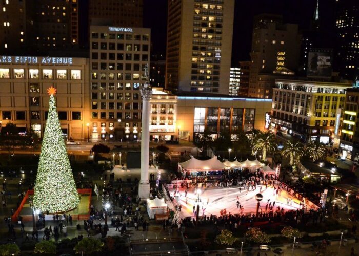 Union Square San Francisco Christmas Tree and Ice skating rink