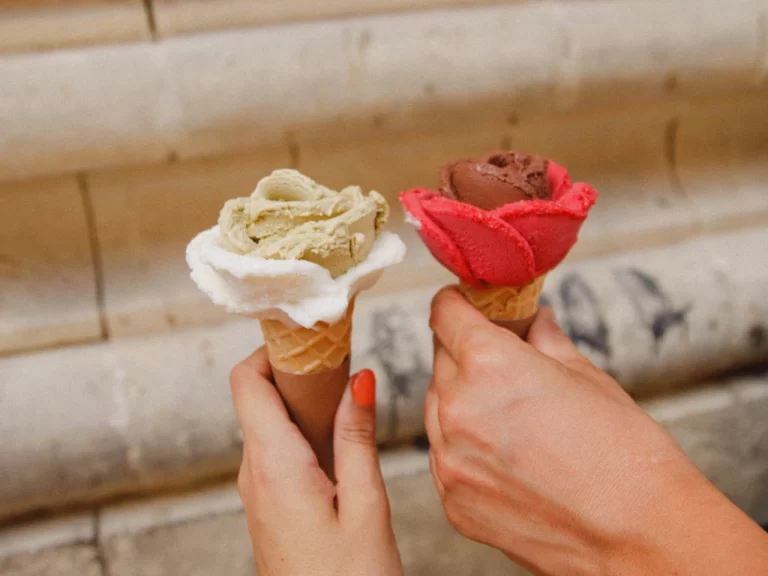 Waffle Cones with beautiful flower shaped ice cream scoops CC4