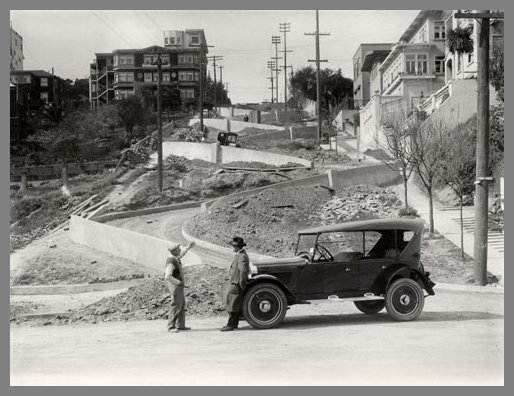 Lombard street historic image during construction
